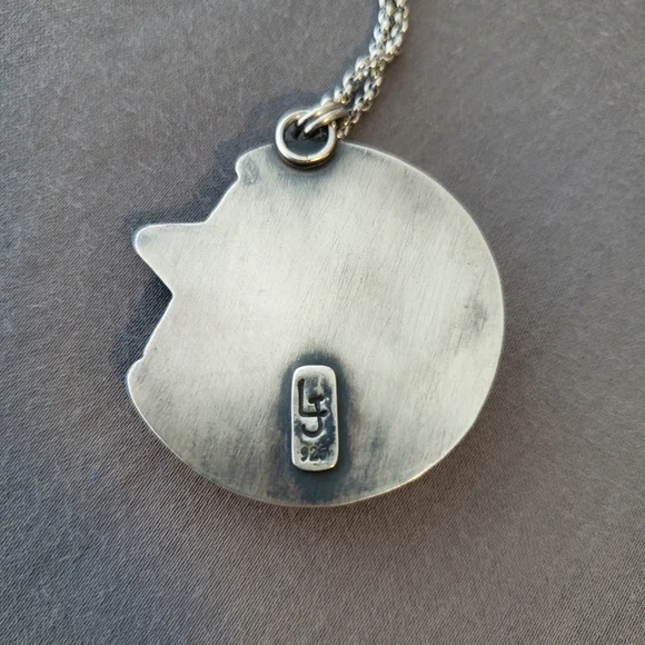 Sterling Silver Plume Agate Moon With Druzy Quartz Star Necklace Ooak Handmade - Picture 4 of 7